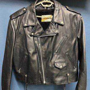 Schott Perfecto Black Leather Motorcycle Jacket with Zip-In Liner RARE Size 52